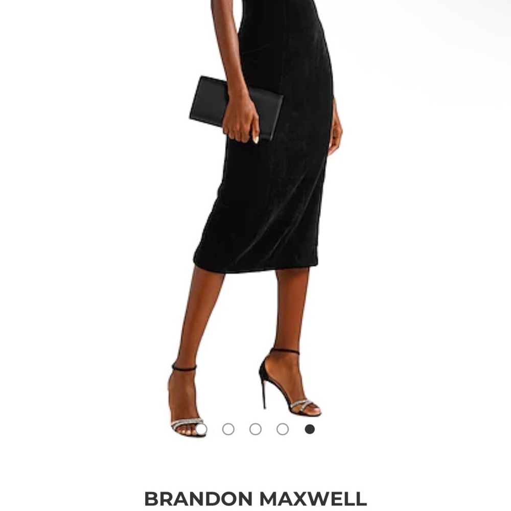 Brandon Maxwell Black Velvet Midi Dress